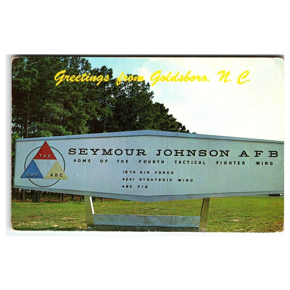 1963 Seymour Johnson AFB Goldsboro NC Air Force Base Postcard